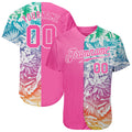 Custom 3D Pattern Design Tropical Palm Leaves Authentic Baseball Jersey hawaiian shirt. Personalized Customized sport uniform