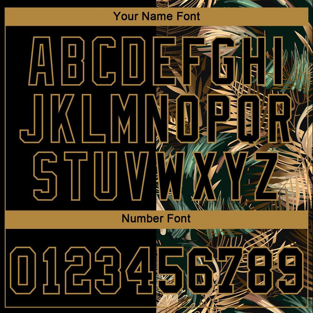 Custom 3D Pattern Design Golden And Green Tropical Leaves In The Style Of And Hawaii Authentic Baseball Jersey hawaiian shirt. Personalized Customized sport uniform