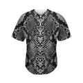 Snake Python Button Down Baseball Team Shirts, Grey and Black Snakeskin Active Baseball Jersey for Men, Women, Youth