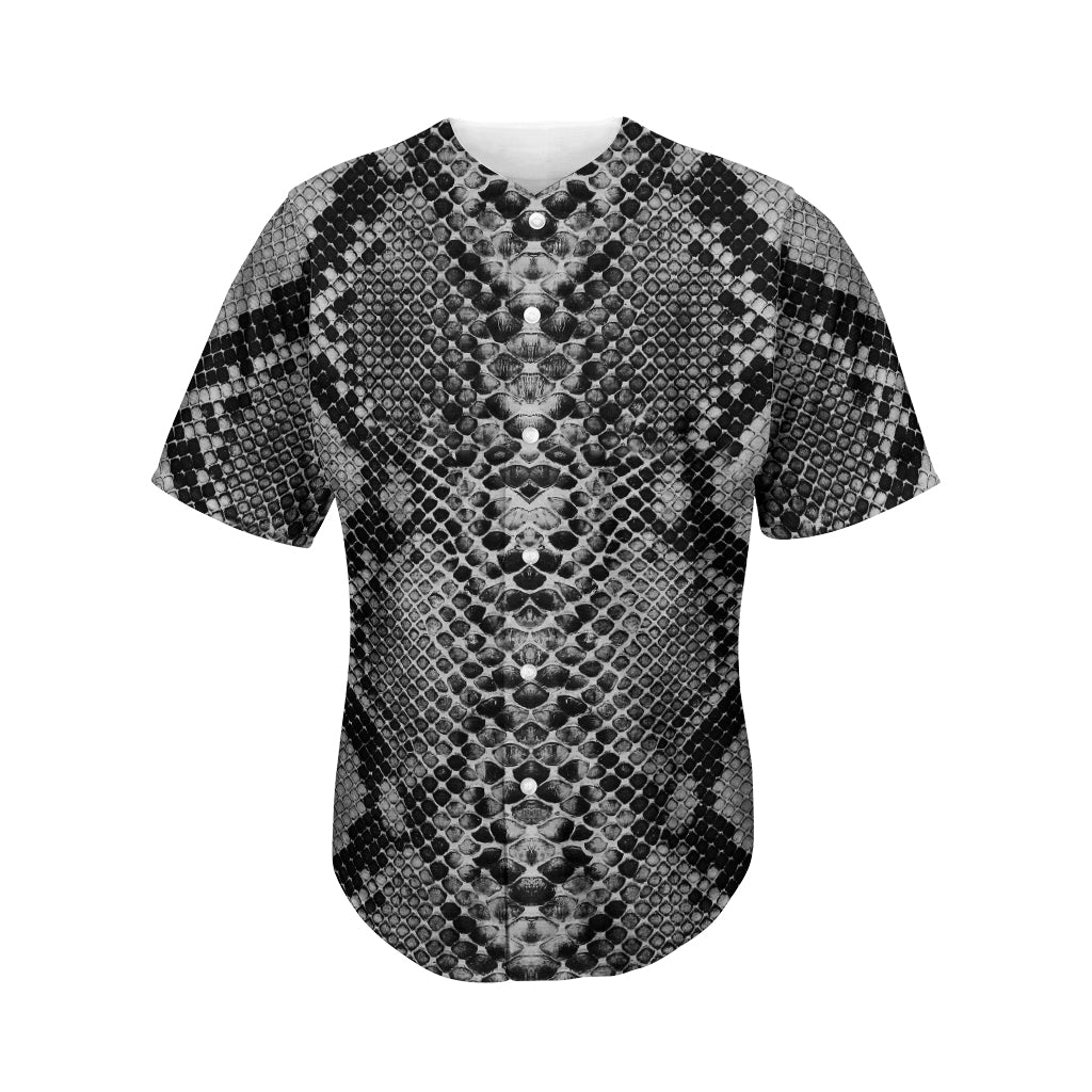 Snake Python Button Down Baseball Team Shirts, Grey and Black Snakeskin Active Baseball Jersey for Men, Women, Youth