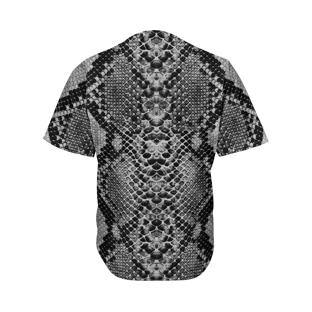 Snake Python Button Down Baseball Team Shirts, Grey and Black Snakeskin Active Baseball Jersey for Men, Women, Youth
