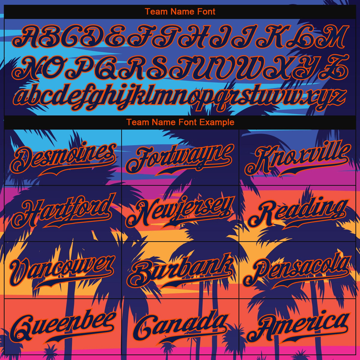 Custom Royal Navy-Orange 3D Pattern Design Palm Trees Authentic Baseball Jersey hawaiian shirt. Personalized Customized sport uniform
